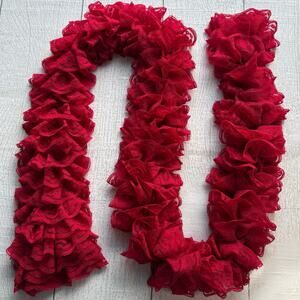 Handmade Red Lace Ruffle Layered Scarf